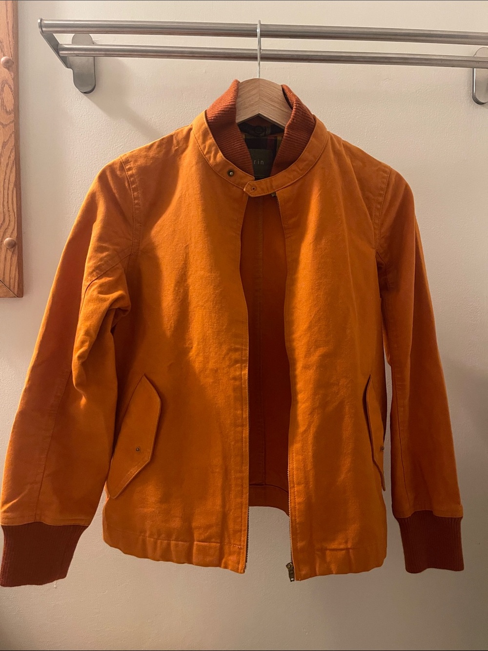 Kids Orange Cotton Bomber Jacket